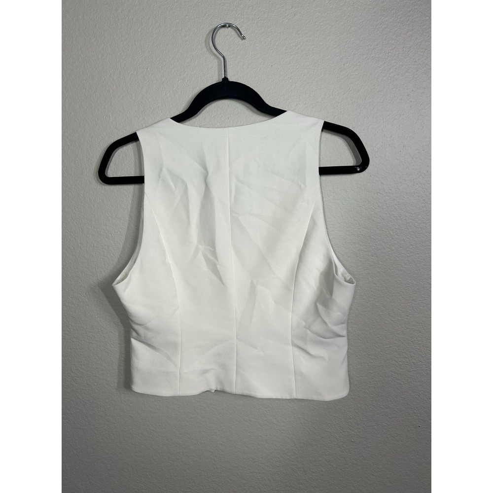 Favorite Daughter Ivory Favorite Tailored Vest Women M Crop V Neck Classy $188 - Picture 11 of 13